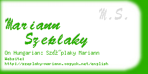 mariann szeplaky business card